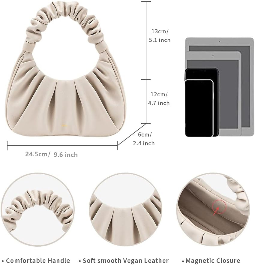 Women's Ruched Hobo Handbag, Gabbi Style